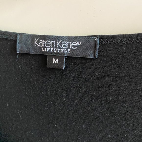 Black Plunging V Neck Top with Jeweled Embellishment - Picture 2 of 4